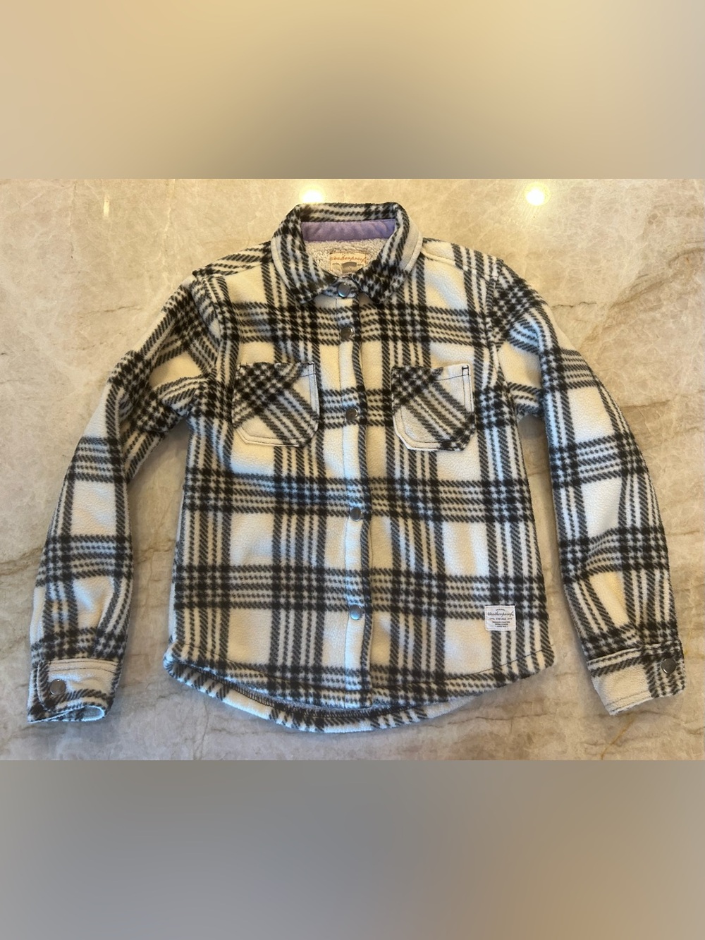 Weatherproof Vintage Boys S 7/8 Plaid Sherpa Fleece Jacket Shacket